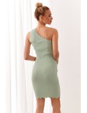 Fitted one-shoulder dress olive 08210 - Online store - Boutique